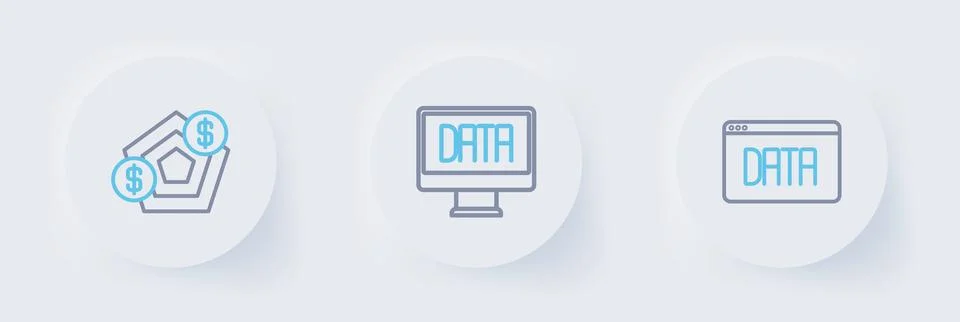 Set line Data analysis,  and Financial growth icon. Vector 库存插图