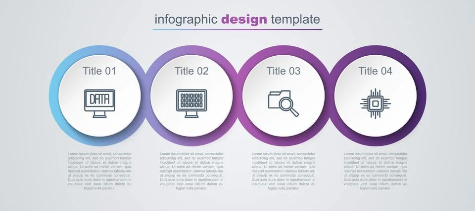Set line Data analysis, Binary code, Search with folder and Processor CPU 스톡 일러스트