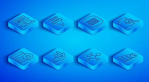 Set line Data analysis, Binary code, Pie chart infographic, Mind map, Docum.. Stock Illustration