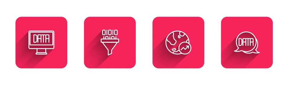 Set line Data analysis, Binary code, Financial growth and  with long shadow.. Stock Illustration