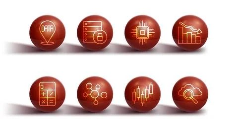 Set line Data analysis, Calculator, Financial growth decrease, Browser with.. Stock Illustration