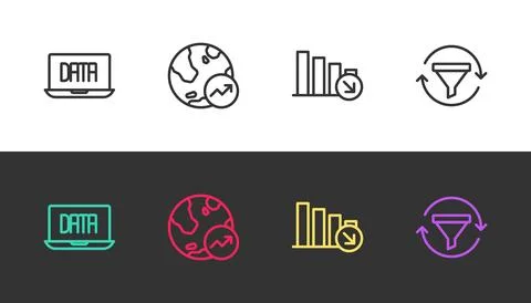 Set line Data analysis, Financial growth, decrease and Sales funnel with chart Stock Illustration