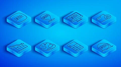 Set line Data analysis, Financial growth, Calculator, Folder and lock, decr.. Stock Illustration