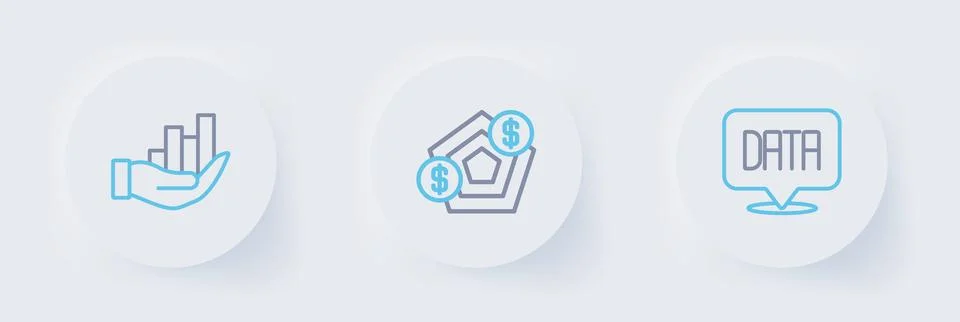 Set line Data analysis, Financial growth and Pie chart infographic icon. Vect Stockillustratie