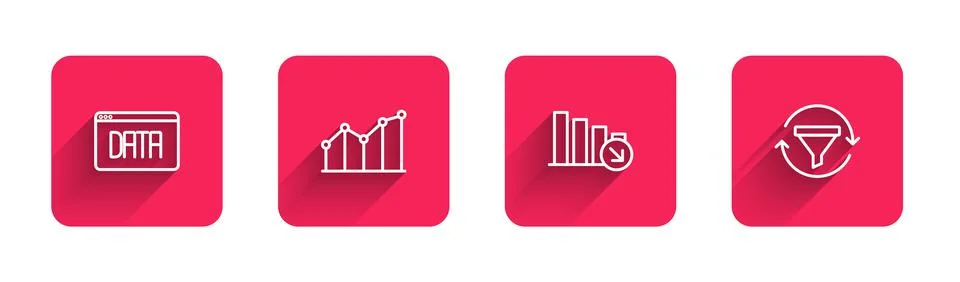 Set line Data analysis, Pie chart infographic, Financial growth decrease and Illustrazione stock