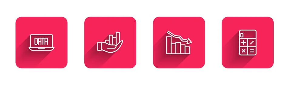 Set line Data analysis, Pie chart infographic, Financial growth decrease and Stock Illustration