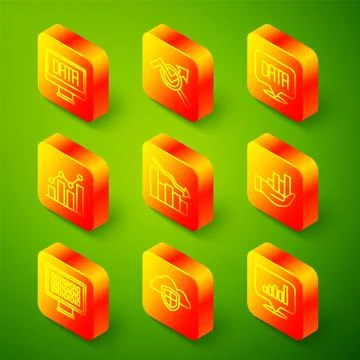 Set line Data analysis, Search data, Pie chart infographic, Financial growth  库存插图