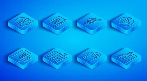 Set line Data analysis, Search data, Server security with padlock, Folder and 스톡 일러스트