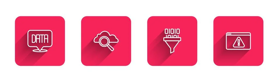 Set line Data analysis, Search cloud computing, Binary code and Browser with Stock Illustration