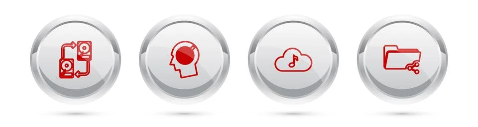 Set line Data exchange with hhd, Head hunting concept, Music streaming service Stock Illustration