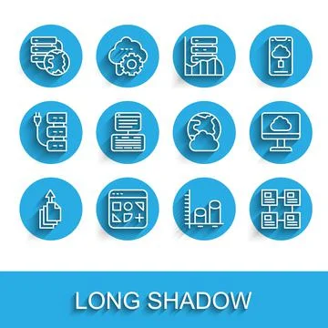 Set line Data export, Different files, Network cloud connection, analysis Stock Illustration