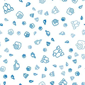 Set line Data export, Folder tree and Cloud technology data transfer on seamless Stock Illustration