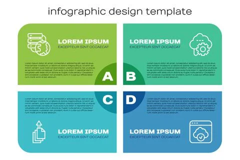 Set line Data export, Network cloud connection, Cloud technology data transfer Stock Illustration