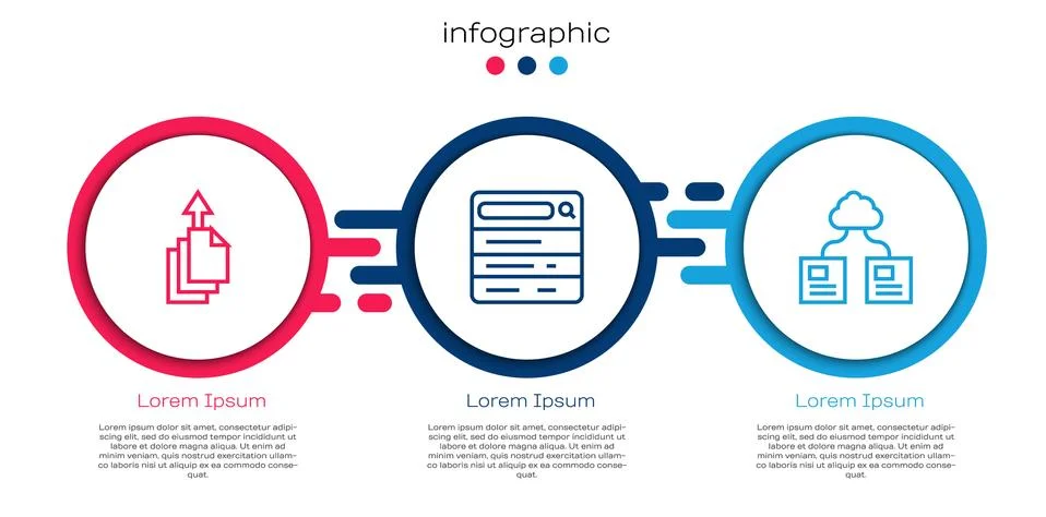 Set line Data export, Search engine and Cloud technology data transfer. Business Stock Illustration