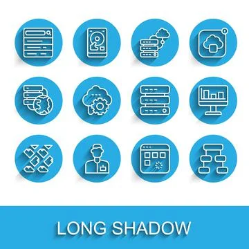 Set line Data stream, Analyst engineer, Search, Loading data window, Hierarchy 스톡 일러스트