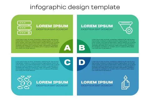 Set line Data stream, Server, Data, Web Hosting, export and Filter setting Stock Illustration
