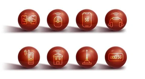 Set line Data transfer and storage, Mobile with wi-fi wireless, Smart headp.. Stock Illustration