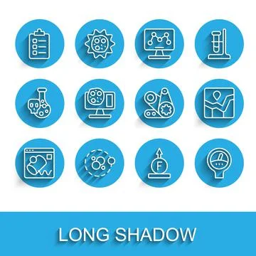 Set line Data visualisation, Atom, To do list or planning, Force of physic Stock Illustration