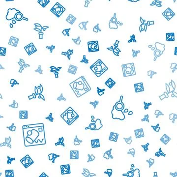 Set line Data visualisation, Cloud with rain and Plant breeding on seamless 스톡 일러스트