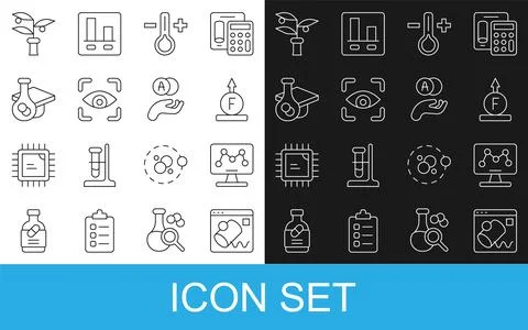 Set line Data visualisation, Genetic engineering, Force of physic formula Illustrazione stock