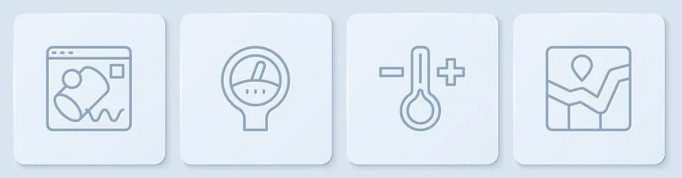 Set line Data visualisation, Thermometer, Gauge scale and Graph chart Stock Illustration