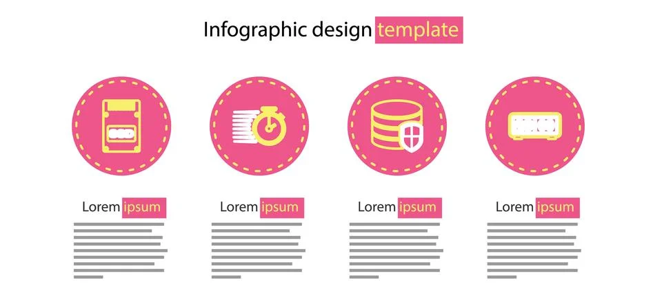 Set line Database protection Retro flip clock Stopwatch and SSD card icon. Ve Stock Illustration