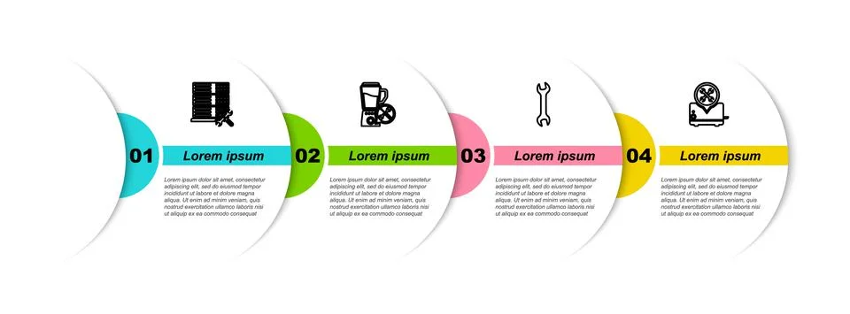 Set line Database server service, Blender, Wrench and Toaster. Business Stock Illustration