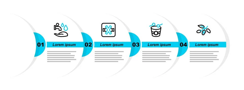 Set line Date fruit, Ramadan drum, No sweets and Wudhu icon. Vector Stock Illustration
