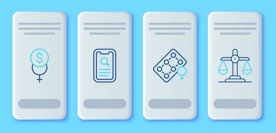 Set line Dating app, Packaging of birth control pills, Feminism finance and.. Ilustración de archivo
