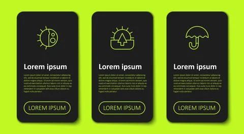 Set line Day night cycle, Sunrise and Umbrella. Business infographic template Illustration