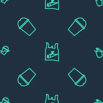 Set line Dead bird, plastic, Paper glass water and Problem pollution of the o Illustrazione stock