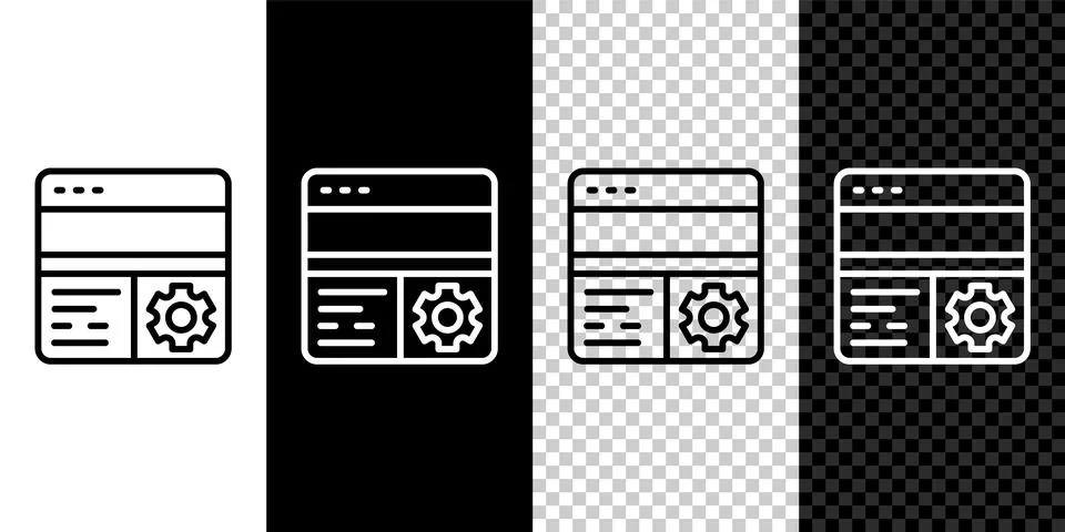 Set line Debugging icon isolated on black and white, transparent background.. Stock Illustration
