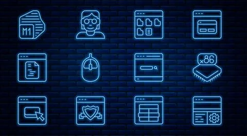 Set line Debugging, Processor with microcircuits CPU, Browser files, Computer Illustrazione stock