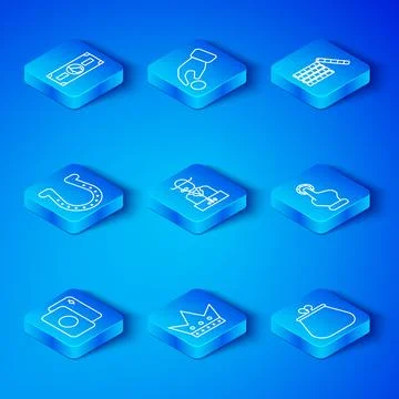 Set line Deck of playing cards, Poker player, King, Hand holding casino chi.. Stock Illustration