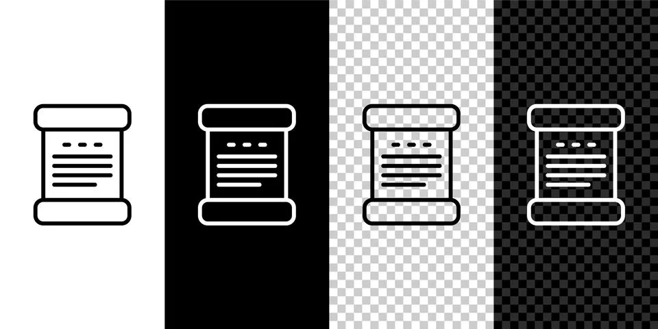 Set line Declaration of independence icon isolated on black and white 스톡 일러스트