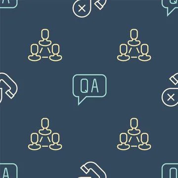 Set line Declined or missed phone call, Employee hierarchy and Question and Stock Illustration