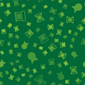 Set line Decree, parchment, scroll, Target with arrow and on seamless pattern Illustrazione stock