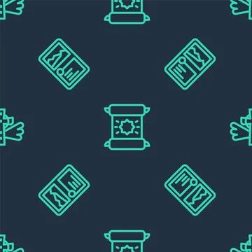 Set line Decree, parchment, scroll, Card game collection and Christian cros.. 스톡 일러스트