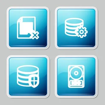 Set line Delete file document, Setting database server, Database protection a イラスト素材