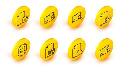 Set line Delete folder, Cloud storage text document, DOC file, Document 스톡 일러스트