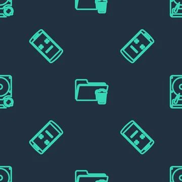 Set line Delete folder, Dead mobile and Hard disk drive HDD sync refresh on s Stock Illustration