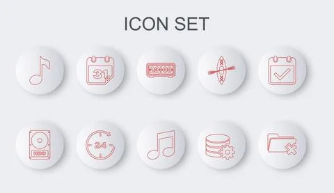 Set line Delete folder, Hard disk drive HDD, Retro flip clock, Setting database Stock Illustration