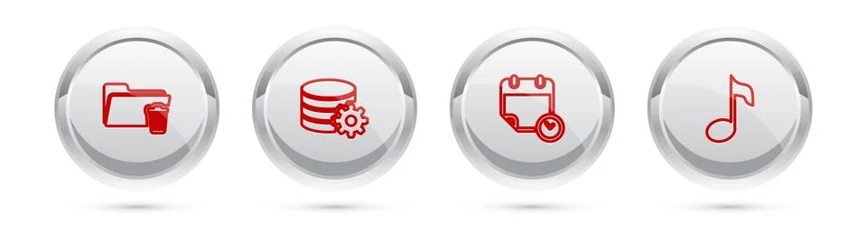 Set line Delete folder, Setting database server, Calendar and clock and Music 스톡 일러스트