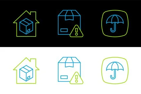 Set line Delivery package with umbrella, Home delivery services and security Stockillustratie