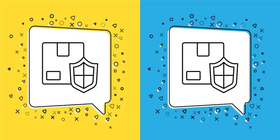 Set line Delivery security with shield icon isolated on yellow and blue Stock Illustration