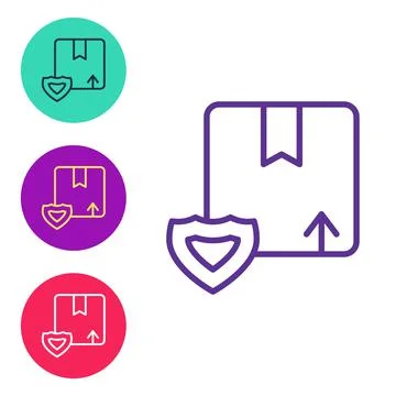 Set line Delivery security with shield icon isolated on white background Stock Illustration