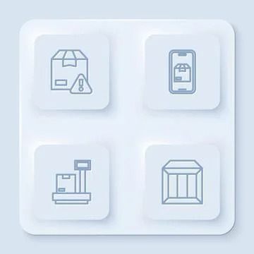 Set line Delivery security with shield, Mobile app delivery tracking, Scale 스톡 일러스트