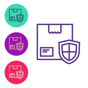 Set line Delivery security with shield icon isolated on white background Stock Illustration