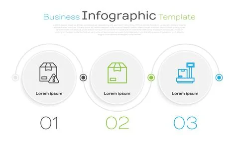 Set line Delivery security with shield, Carton cardboard box and Scale. Business Stock Illustration
