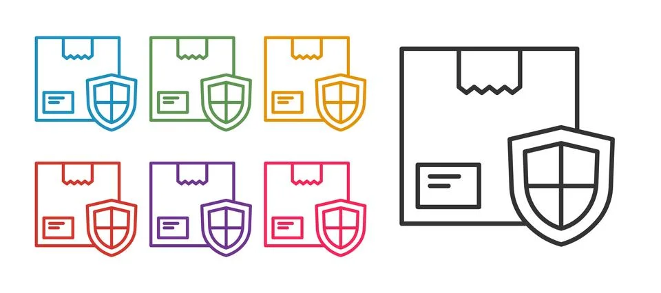 Set line Delivery security with shield icon isolated on white background 스톡 일러스트